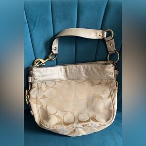 Coach Metallic Gold and Cream Shoulder Bag